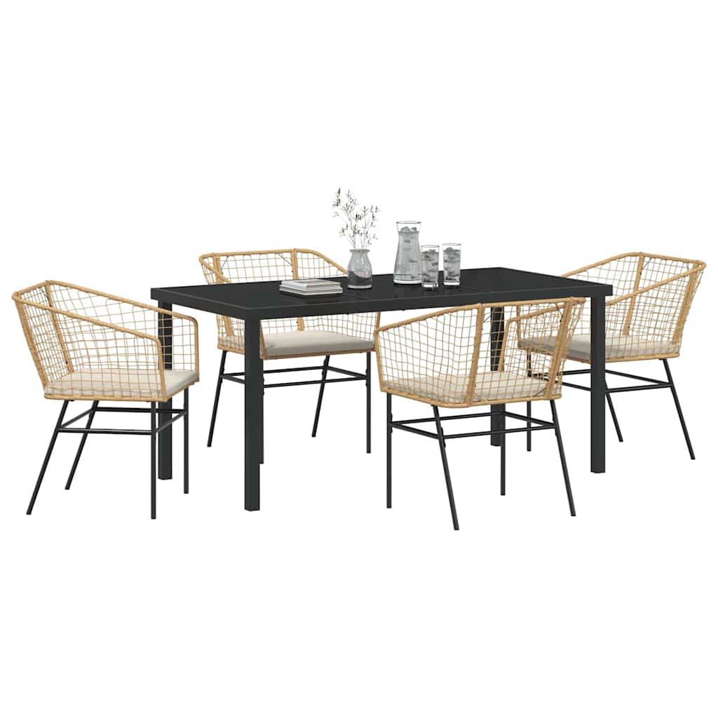 Set da Pranzo per Giardino 5 pcs Marrone polyrattan - homemem39