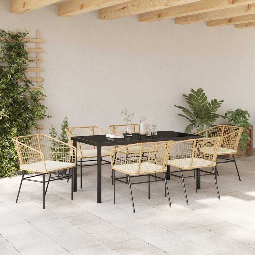 Set da Pranzo per Giardino 7 pcs Marrone polyrattan - homemem39