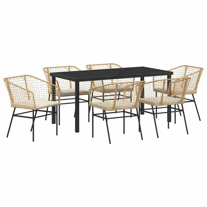 Set da Pranzo per Giardino 7 pcs Marrone polyrattan - homemem39