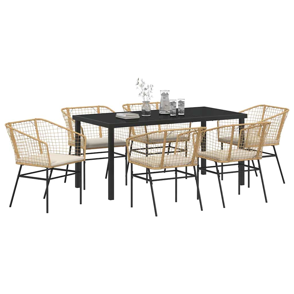 Set da Pranzo per Giardino 7 pcs Marrone polyrattan - homemem39