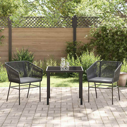 Set da Pranzo per Giardino con cuscino 3 pcs Nero | homemem39