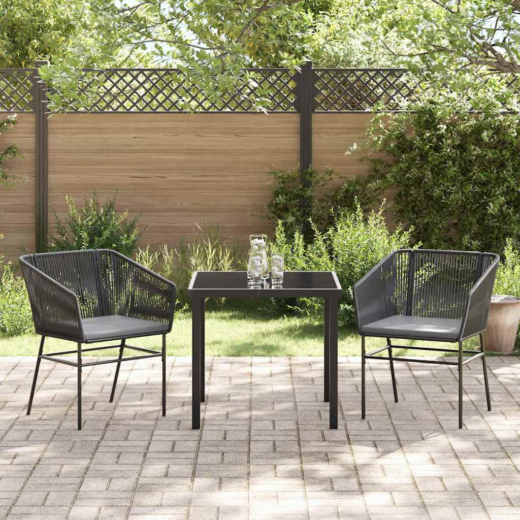 Set da Pranzo per Giardino 3 pcs Nero Poly Rattan - homemem39