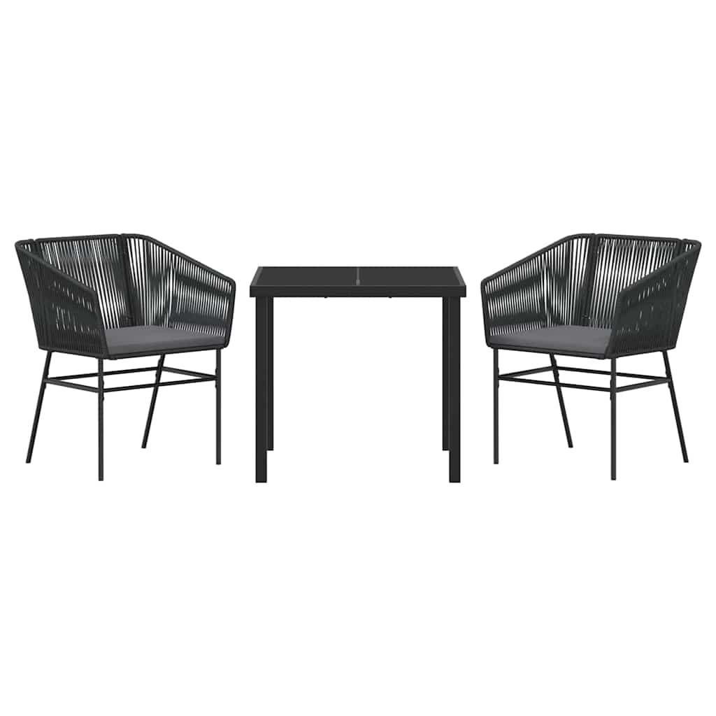 Set da Pranzo per Giardino con cuscino 3 pcs Nero | homemem39