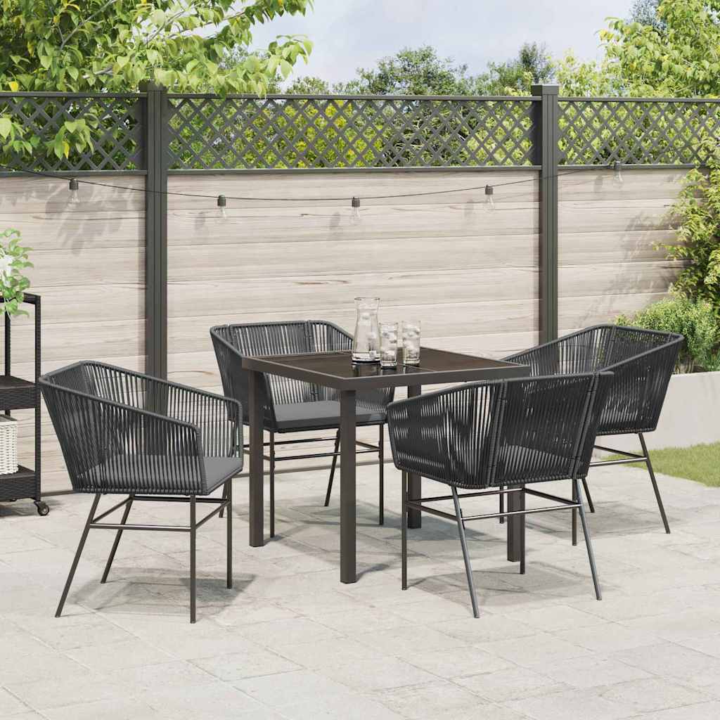 Set da Pranzo per Giardino 5 pcs Nero Poly Rattan - homemem39
