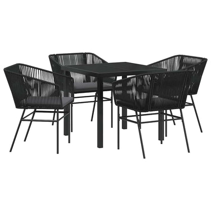 Set da Pranzo per Giardino 5 pcs Nero Poly Rattan - homemem39