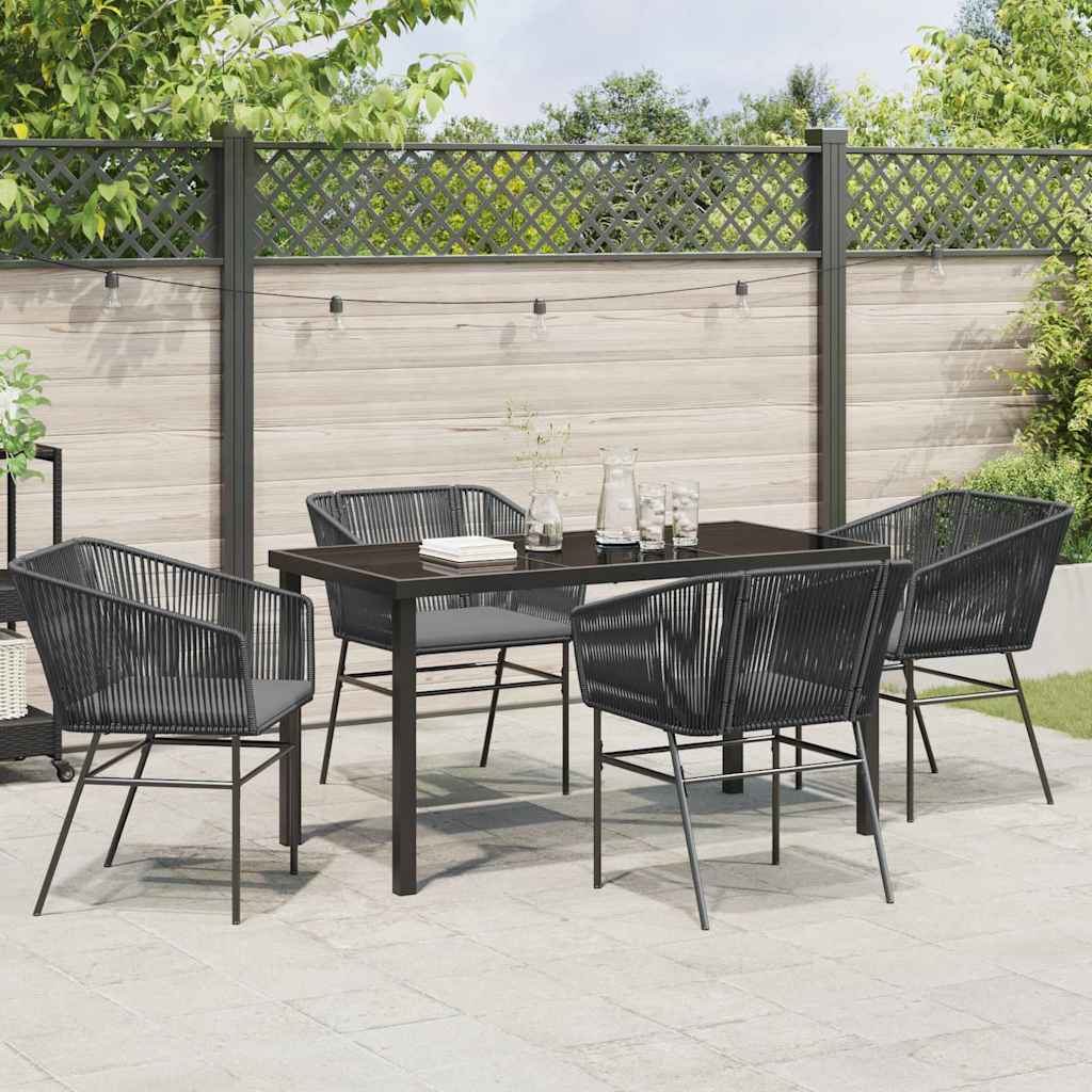 Set da Pranzo per Giardino 5 pcs Nero Poly Rattan - homemem39