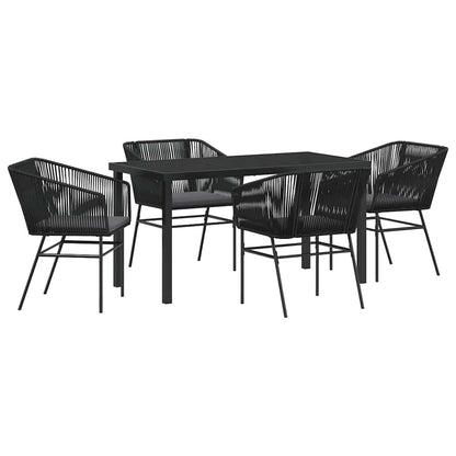 Set da Pranzo per Giardino 5 pcs Nero Poly Rattan - homemem39