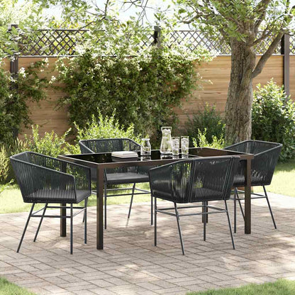 Set da Pranzo per Giardino 5 pcs Nero Poly Rattan - homemem39