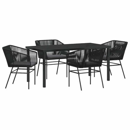 Set da Pranzo per Giardino 5 pcs Nero Poly Rattan - homemem39
