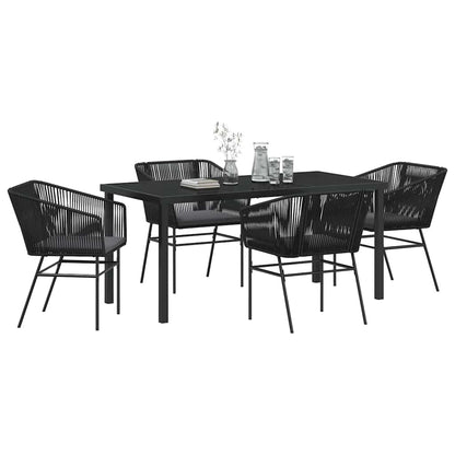 Set da Pranzo per Giardino 5 pcs Nero Poly Rattan - homemem39