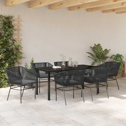 Set da Pranzo per Giardino 7 pcs Nero Poly Rattan - homemem39