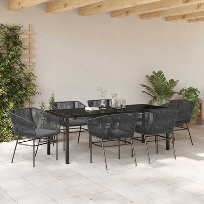 Set da Pranzo per Giardino con cuscino 7 pcs Nero | homemem39