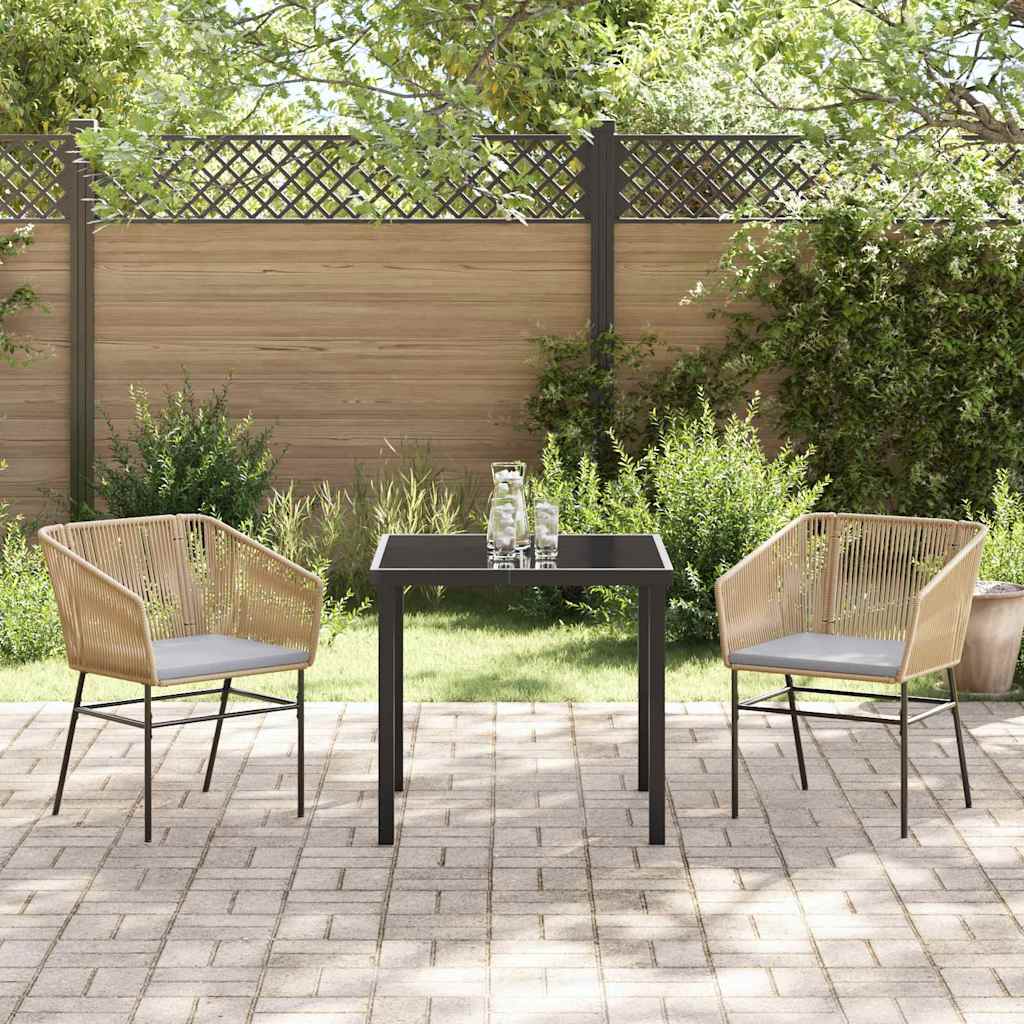 Set da Pranzo per Giardino 3 pcs Marrone Poly Rattan - homemem39
