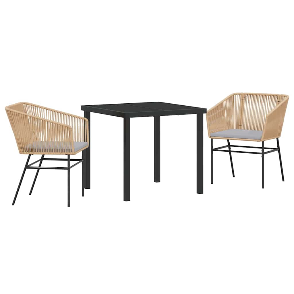 Set da Pranzo per Giardino 3 pcs Marrone Poly Rattan - homemem39