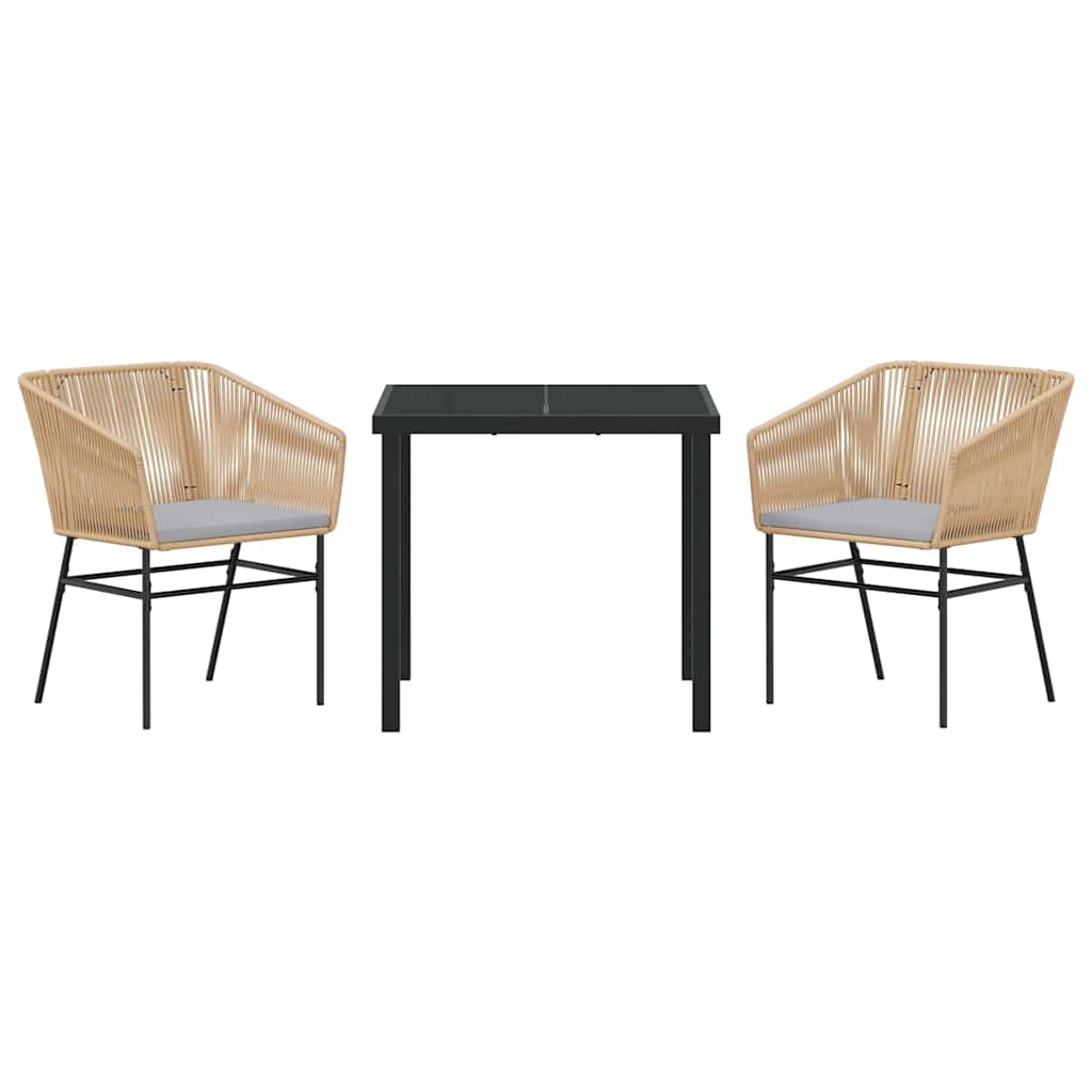 Set da Pranzo per Giardino 3 pcs Marrone Poly Rattan - homemem39