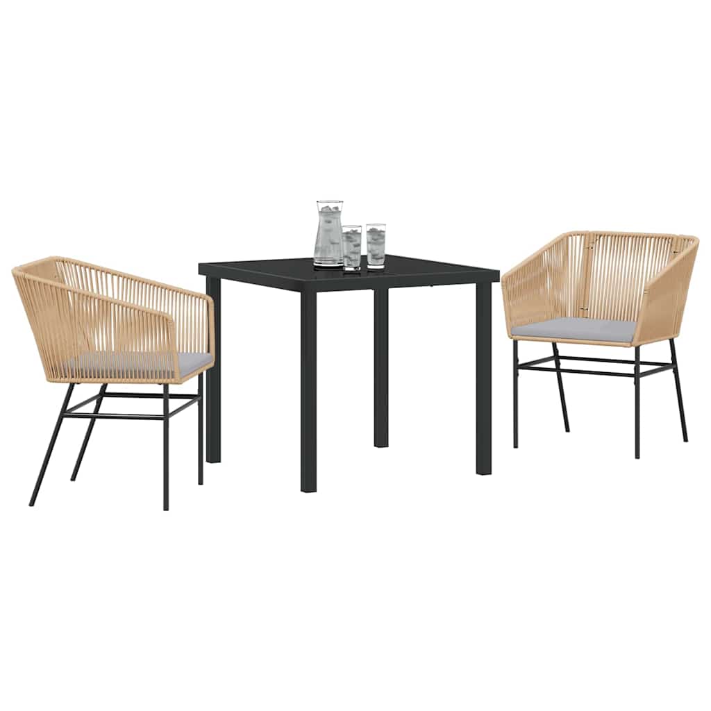 Set da Pranzo per Giardino 3 pcs Marrone Poly Rattan - homemem39