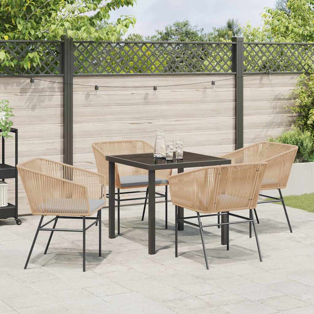 Set da Pranzo per Giardino 5 pcs Marrone Poly Rattan - homemem39