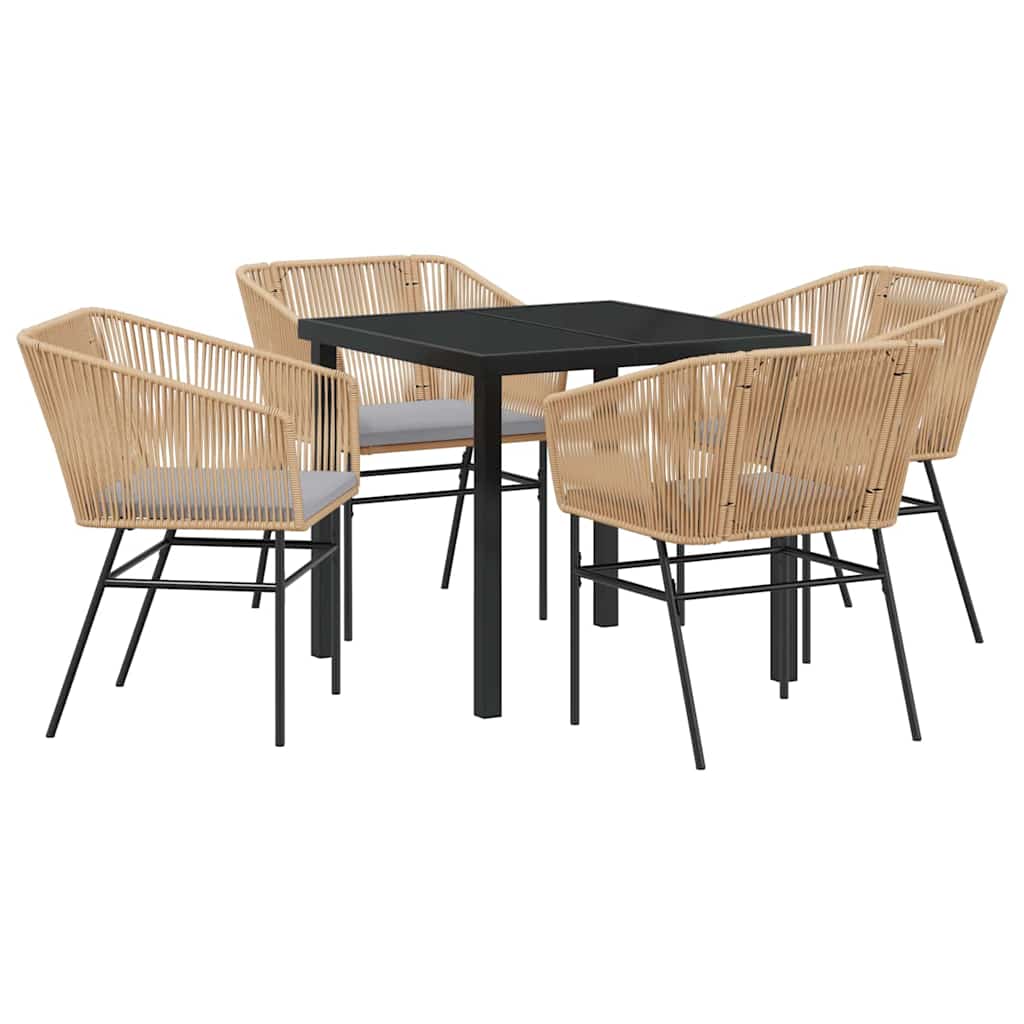 Set da Pranzo per Giardino 5 pcs Marrone Poly Rattan - homemem39