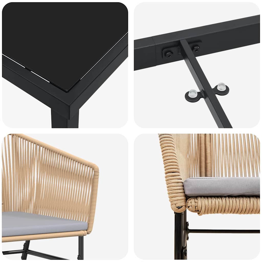 Set da Pranzo per Giardino 5 pcs Marrone Poly Rattan - homemem39