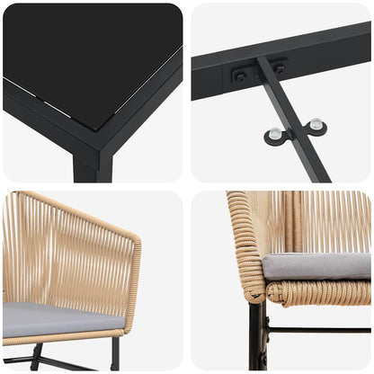 Set da Pranzo per Giardino 5 pcs Marrone Poly Rattan - homemem39