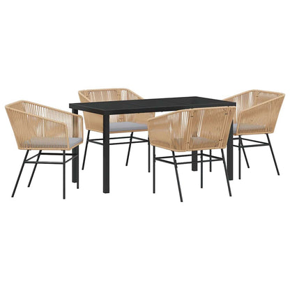 Set da Pranzo per Giardino 5 pcs Marrone Poly Rattan - homemem39