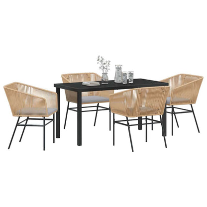 Set da Pranzo per Giardino 5 pcs Marrone Poly Rattan - homemem39