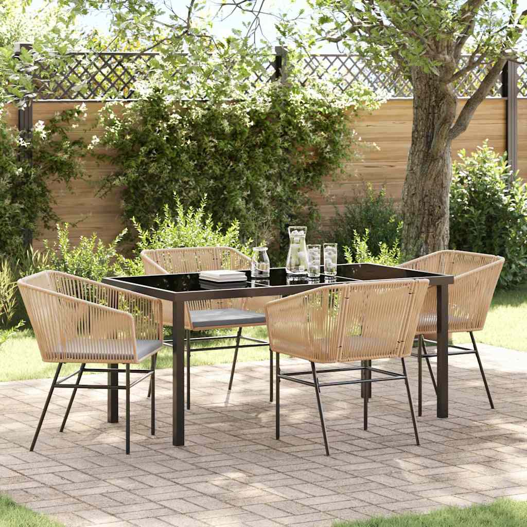 Set da Pranzo per Giardino 5 pcs Marrone Poly Rattan - homemem39