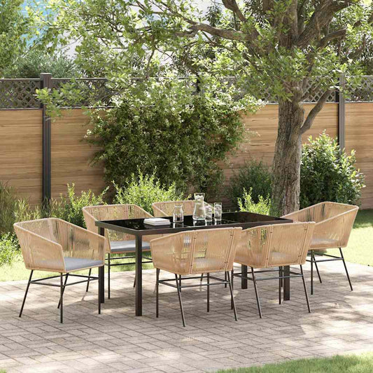 Set da Pranzo per Giardino 7 pcs Marrone Poly Rattan - homemem39