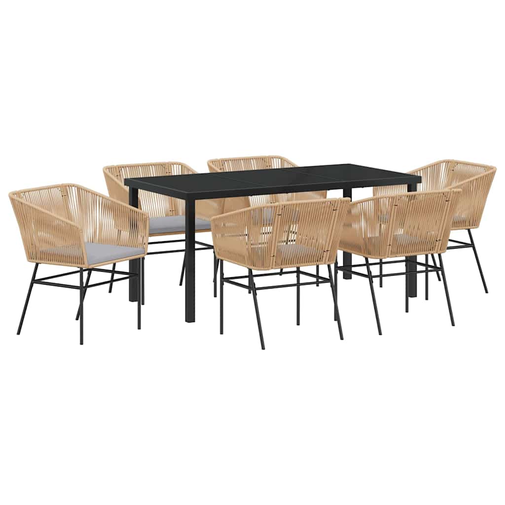 Set da Pranzo per Giardino 7 pcs Marrone Poly Rattan - homemem39