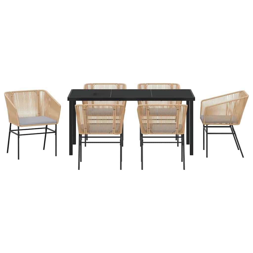 Set da Pranzo per Giardino 7 pcs Marrone Poly Rattan - homemem39