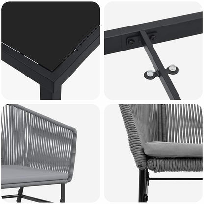 Set da Pranzo per Giardino 3 pcs Grigio Poly Rattan - homemem39