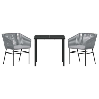 Set da Pranzo per Giardino 3 pcs Grigio Poly Rattan - homemem39