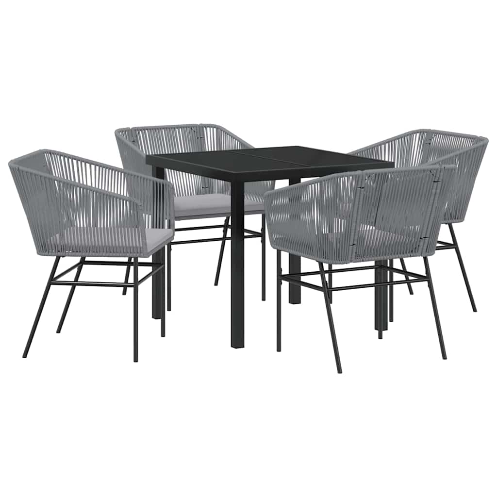 Set da Pranzo per Giardino 5 pcs Grigio Poly Rattan - homemem39