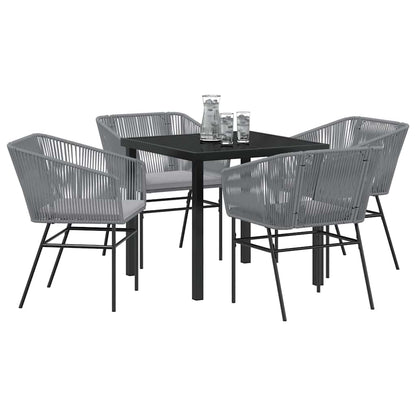 Set da Pranzo per Giardino 5 pcs Grigio Poly Rattan - homemem39