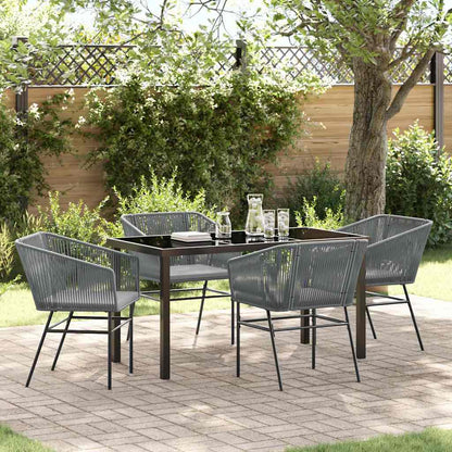 Set da Pranzo per Giardino 5 pcs Grigio Poly Rattan - homemem39