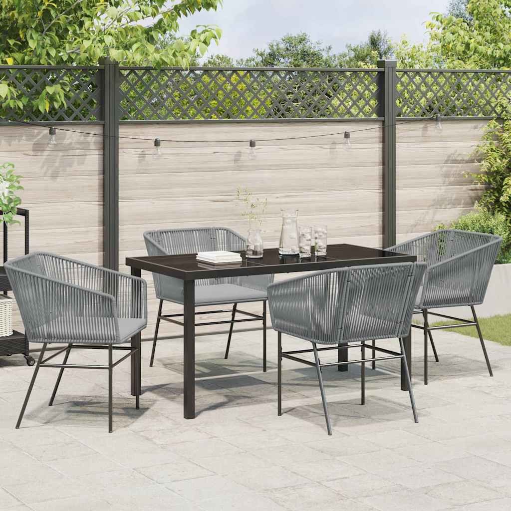 Set da Pranzo per Giardino 5 pcs Grigio Poly Rattan - homemem39