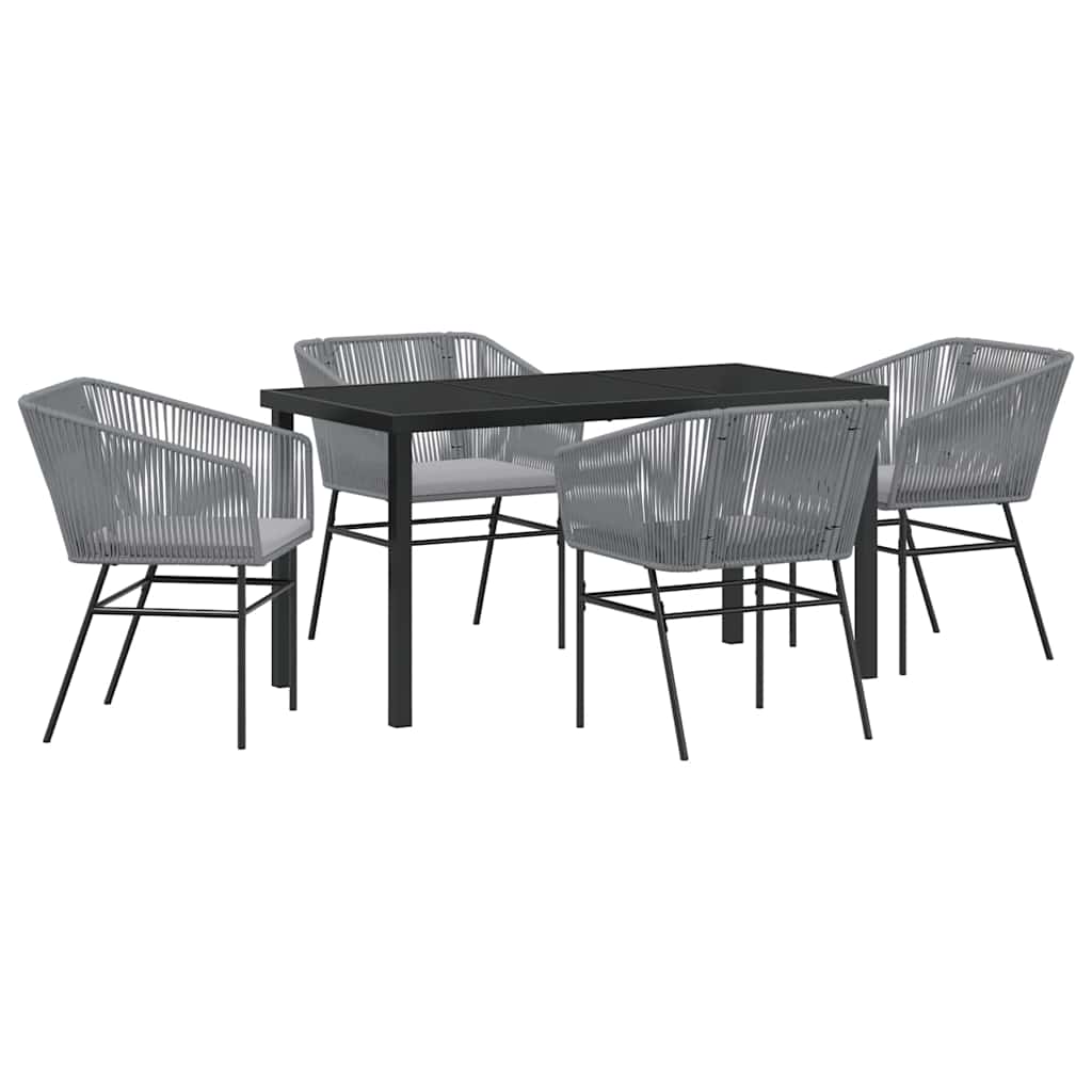 Set da Pranzo per Giardino 5 pcs Grigio Poly Rattan - homemem39