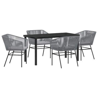 Set da Pranzo per Giardino 5 pcs Grigio Poly Rattan - homemem39