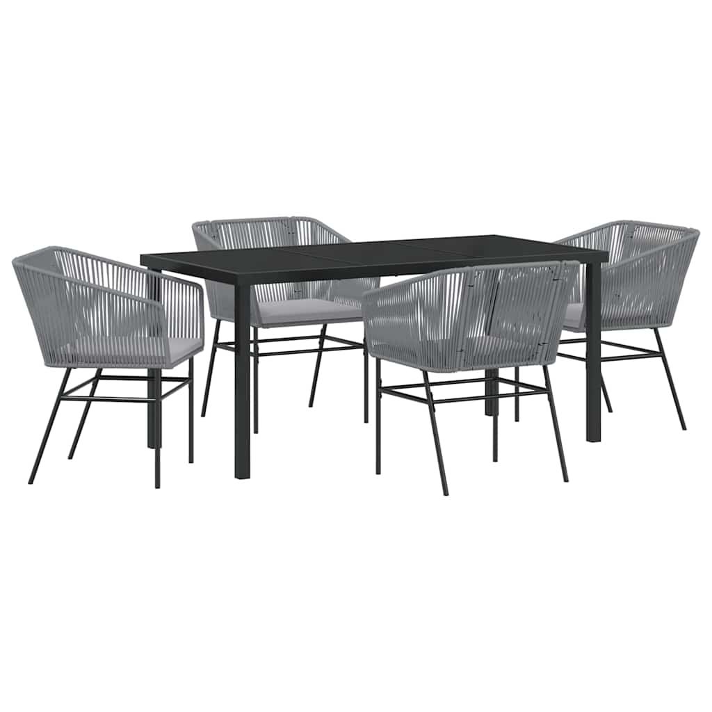 Set da Pranzo per Giardino 5 pcs Grigio Poly Rattan - homemem39