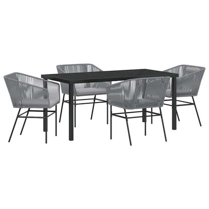 Set da Pranzo per Giardino 5 pcs Grigio Poly Rattan - homemem39