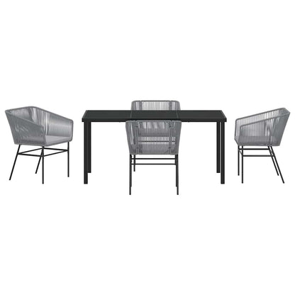 Set da Pranzo per Giardino 5 pcs Grigio Poly Rattan - homemem39