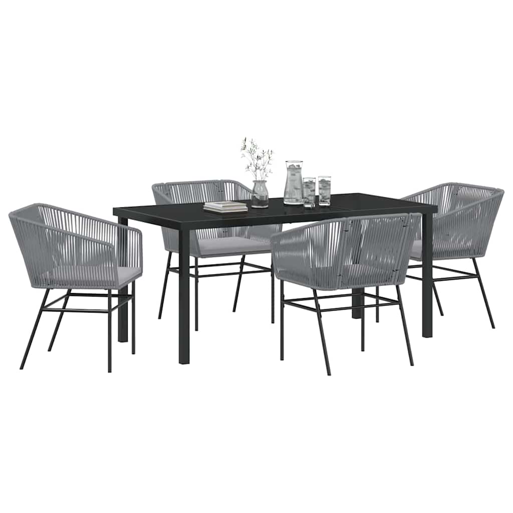 Set da Pranzo per Giardino 5 pcs Grigio Poly Rattan - homemem39