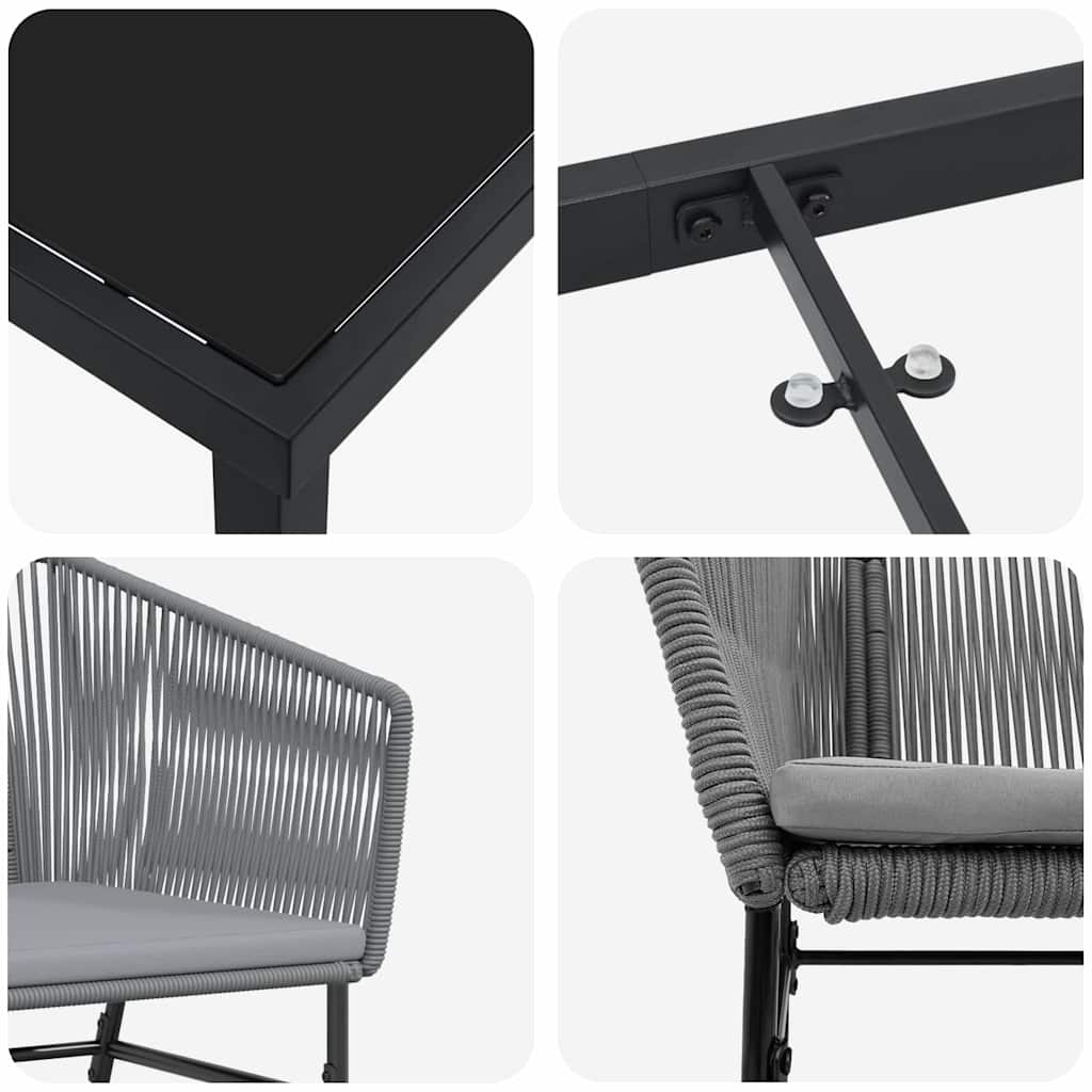 Set da Pranzo per Giardino 7 pcs Grigio Poly Rattan - homemem39