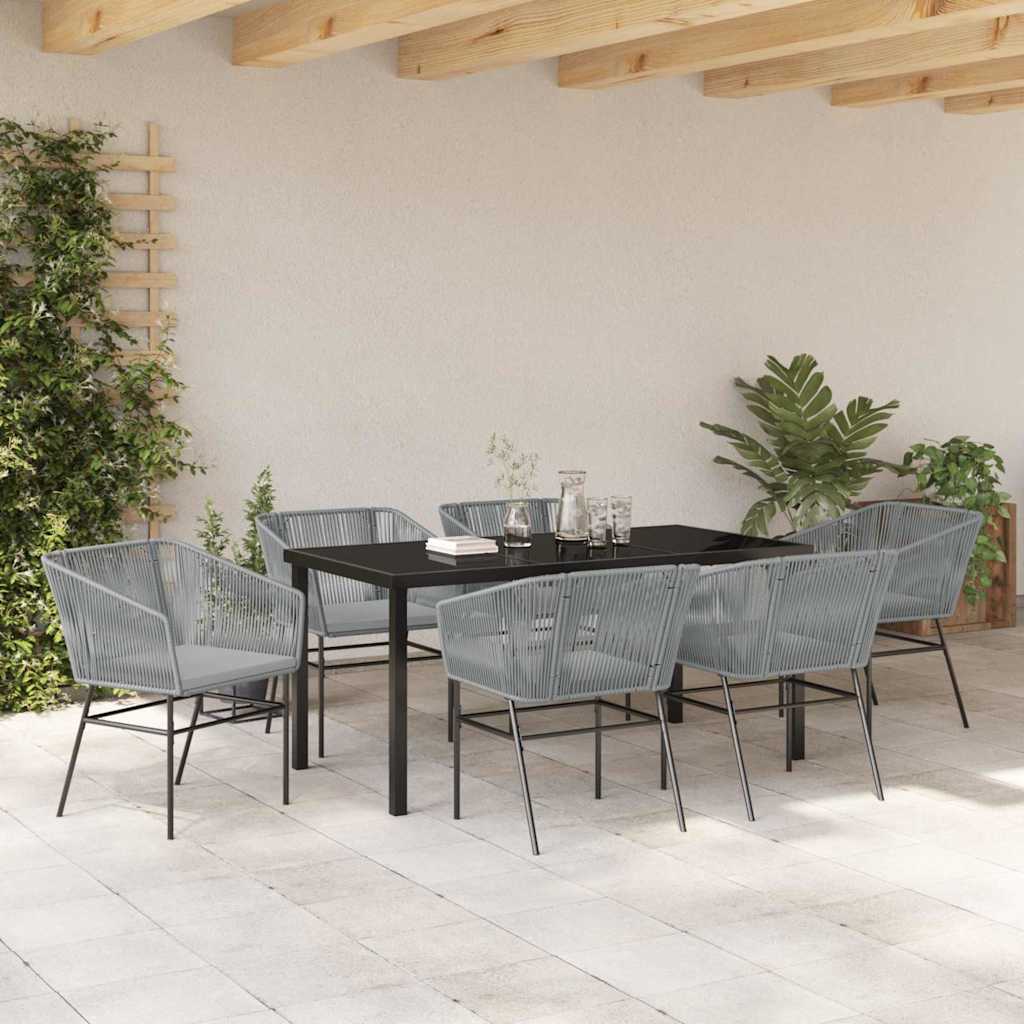 Set da Pranzo per Giardino 7 pcs Grigio Poly Rattan - homemem39