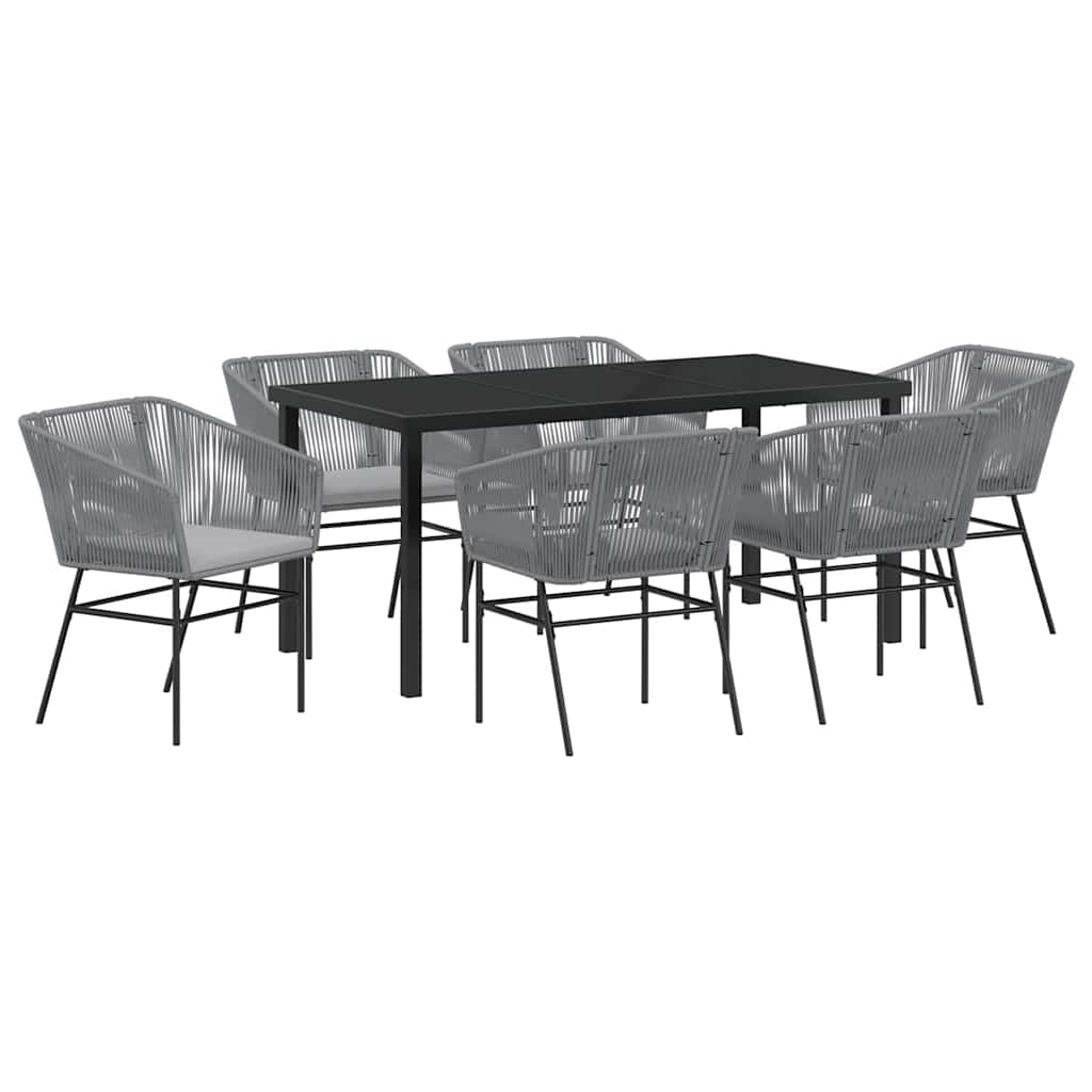 Set da Pranzo per Giardino 7 pcs Grigio Poly Rattan - homemem39