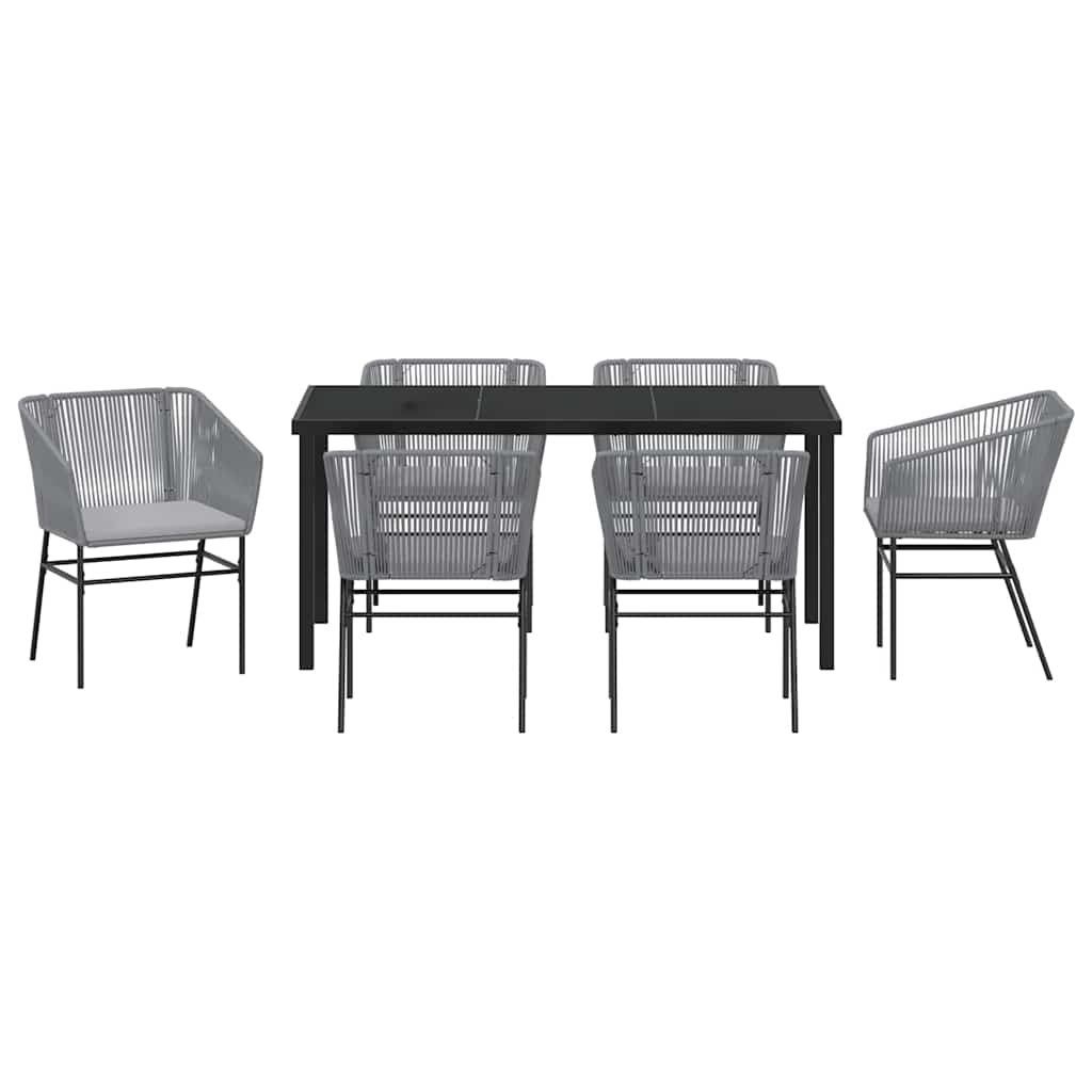 Set da Pranzo per Giardino 7 pcs Grigio Poly Rattan - homemem39