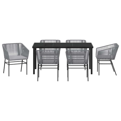 Set da Pranzo per Giardino 7 pcs Grigio Poly Rattan - homemem39