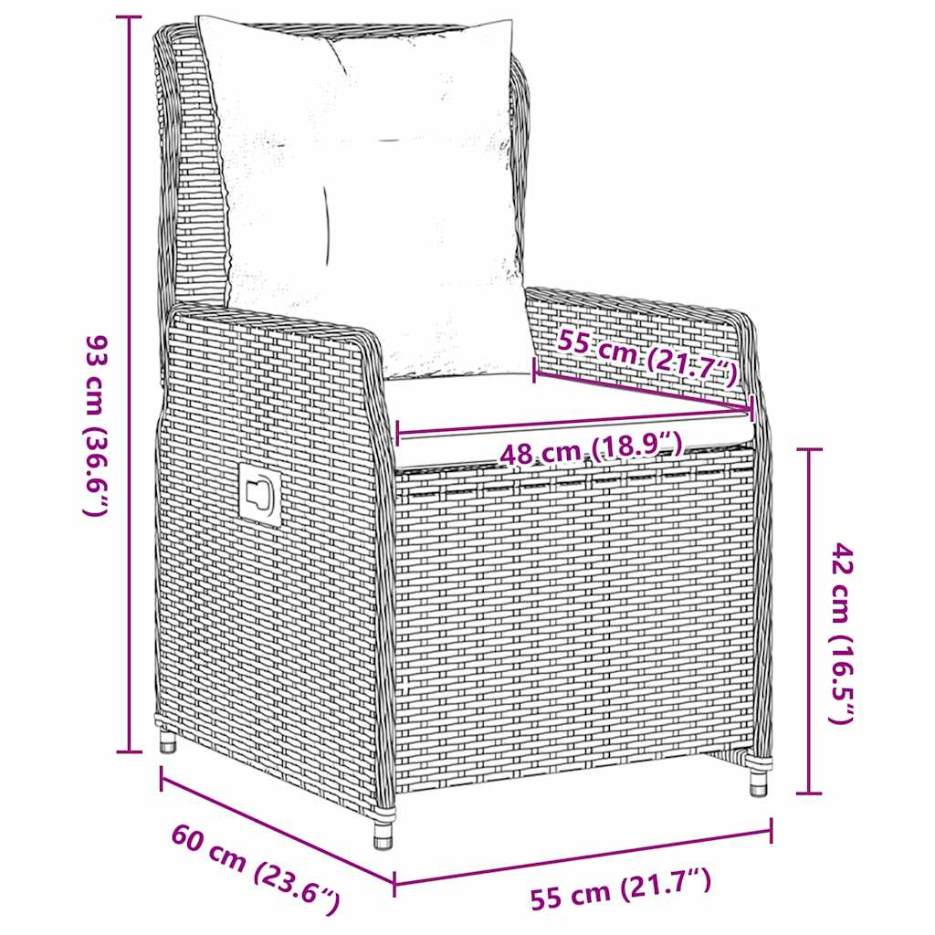 Set da Pranzo per Giardino 3 pcs Nero polyrattan - homemem39