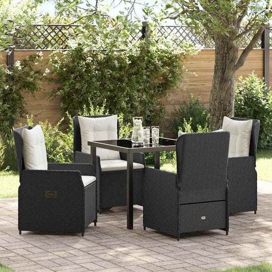 Set da Pranzo per Giardino 5 pcs Nero polyrattan - homemem39