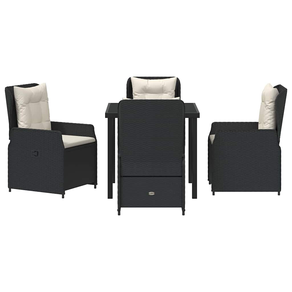 Set da Pranzo per Giardino 5 pcs Nero polyrattan - homemem39